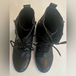 Sleek Black Lace-Up Ankle Booties